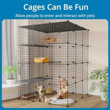 Eiiel Large Cat Cage with Balcony, Easy Assembly & Safe Ramps