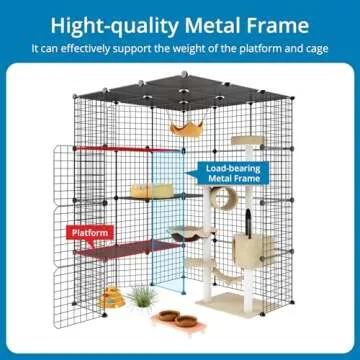 Eiiel Large Cat Cage with Balcony, Easy Assembly & Safe Ramps