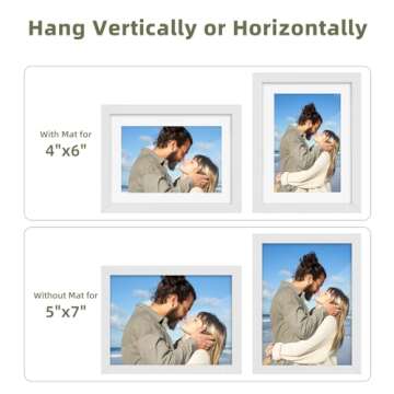 HappyHapi 5x7 Picture Frames, 10 Pack Photo Frames, Tabletop or Wall Display for Pictures 5x7 withou...