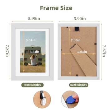 HappyHapi 5x7 Picture Frames, 10 Pack Photo Frames, Tabletop or Wall Display for Pictures 5x7 without Mat or 4x6 with Mat (White)