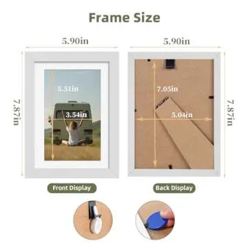 HappyHapi 5x7 Picture Frames, 10 Pack Photo Frames, Tabletop or Wall Display for Pictures 5x7 without Mat or 4x6 with Mat (White)