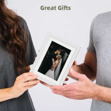 HappyHapi 5x7 Picture Frames, 10 Pack Photo Frames, Tabletop or Wall Display for Pictures 5x7 without Mat or 4x6 with Mat (White)