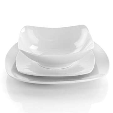Elama White Porcelain Dinnerware Set, 18 Pieces