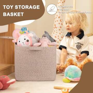 SIXDOVE 65L Large Storage Basket, Cotton Rope Woven Blanket Basket, Toy Basket for Baby Room, Basket for Storage in Living Room, Brown