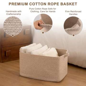 SIXDOVE 65L Large Storage Basket, Cotton Rope Woven Blanket Basket, Toy Basket for Baby Room, Basket for Storage in Living Room, Brown
