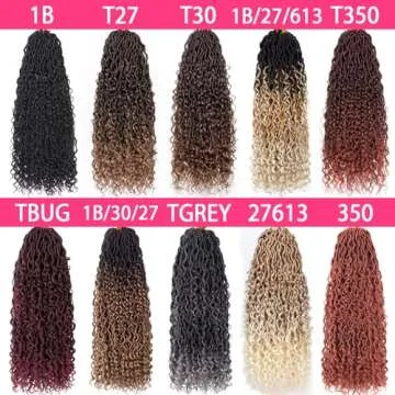 RuiYok 18 Inch Goddess Locs Crochet Hair 8 Packs Curly Boho Faux Locs Crochet Hair for Black Women Pre-looped River Locs Crochet Hair with Curly Ends Synthetic Hair Extensions(#1B)