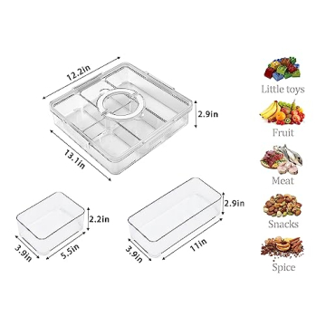 YouLike 12'' Large Divided Snackle Box for Effortless Serving