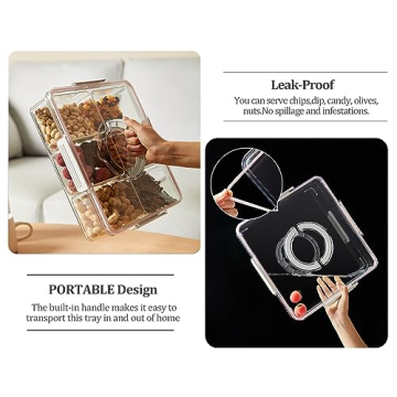 YouLike 12'' Large Divided Snackle Box for Effortless Serving