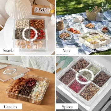 YouLike 12'' Large Divided Snackle Box for Effortless Serving