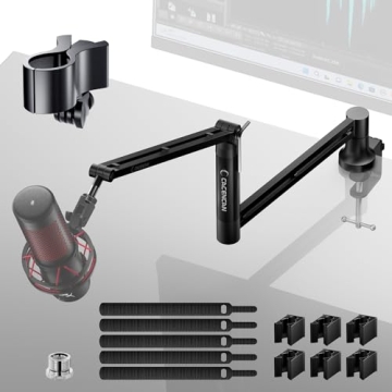 M05 Boom Arm, 360° Rotatable Microphone Stand with Desk Mount, Foldable Desk Mic Arm with 3/8'' to ...