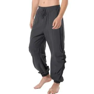 perdontoo Mens Casual Cotton Linen Pant Elastic Waist Drawstring Yoga Jogger Pants (Small, Dark Grey...
