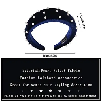 LARATH Women Velvet Padded Headband with Pearls