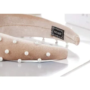 LARATH Women Velvet Padded Headband with Pearls