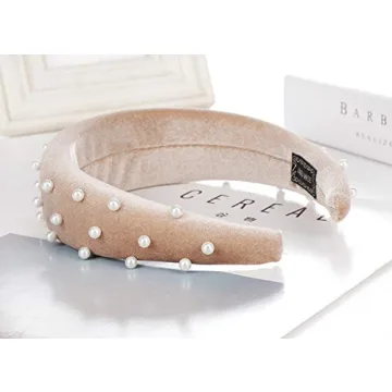 LARATH Women Velvet Padded Headband with Pearls