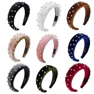 LARATH Women Velvet Padded Headband with Pearls