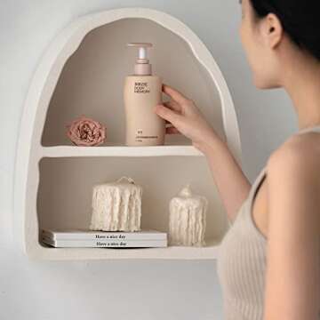 BOOMLATU 2 Tier White Floating Shelves for Wall,15.1" Arched Bathroom Shelves Wall Mounted for Living Room, Bedroom,Office