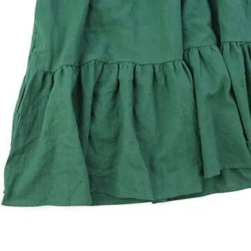 FANCYINN Women Ruffle Mini Short Dress for St Patricks Day with Pockets Bell Sleeve V Neck Beach Swing Tunic Shift Dress Dark Green M