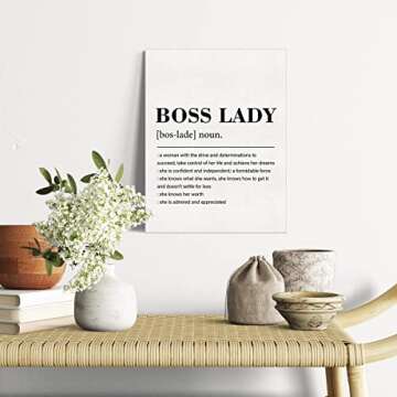 Inspirational Boss Lady Definition Canvas Painting Framed Wall Art Decor for Home Living Room Office...
