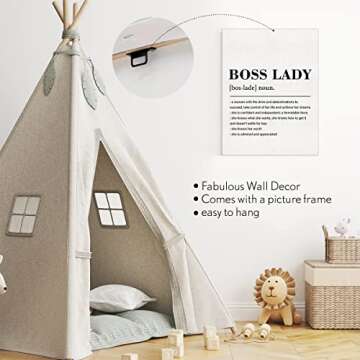 Inspirational Boss Lady Definition Canvas Painting Framed Wall Art Decor for Home Living Room Office, Modern Boss Lady Sayings Canvas Poster Print Decorative Gift