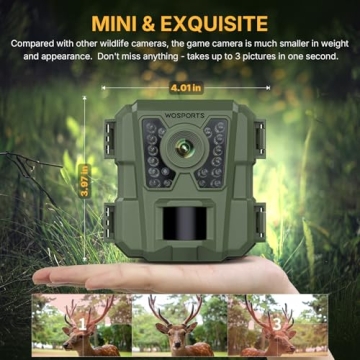WOSPORTS Mini Trail Camera 24MP Video Wildlife Monitoring