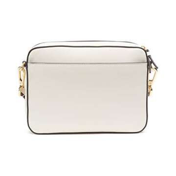 Calvin Klein Rossa Smooth Novelty Organizational Top Zip Crossbody, White Combo