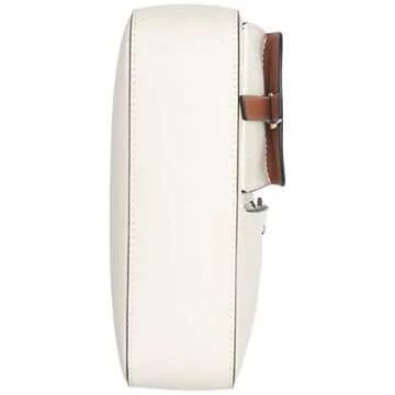Calvin Klein Rossa Smooth Novelty Organizational Top Zip Crossbody, White Combo