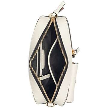 Calvin Klein Rossa Smooth Novelty Organizational Top Zip Crossbody, White Combo