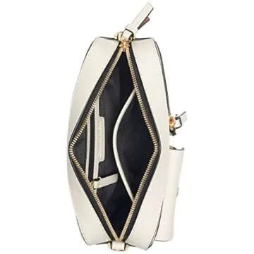 Calvin Klein Rossa Smooth Novelty Organizational Top Zip Crossbody, White Combo