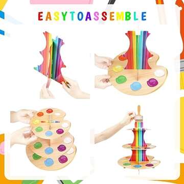 Painting Cupcake Holder, 3-Tier Art Theme Cardboard Cupcake Stand, Dessert Tower Display Party Supplies Decoration