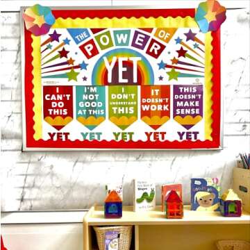 Sproutbrite Growth Mindset Classroom Decorations - Banner Posters for Teachers - Bulletin Board and Wall Decor for Pre School, Elementary (Non Laminated)