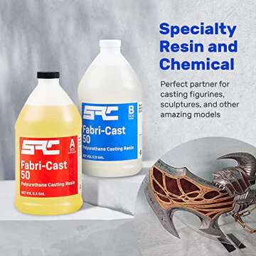 SPRESIN Fabri-Cast 50 1 Gal (0.5-Gal Part A + 0.5-Gal Part B) Polyurethane Casting Resin for Models, Figurines, and Sculptures, Silicone Hand Molding Set, Ultra Low Viscosity Liquid and Fast Curing