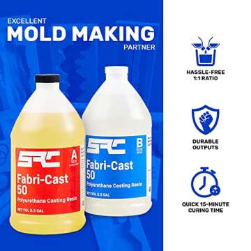 SPRESIN Fabri-Cast 50 1 Gal (0.5-Gal Part A + 0.5-Gal Part B) Polyurethane Casting Resin for Models, Figurines, and Sculptures, Silicone Hand Molding Set, Ultra Low Viscosity Liquid and Fast Curing