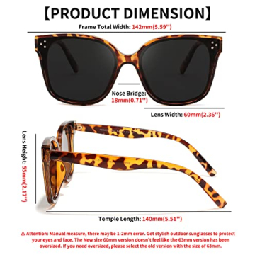 FEISEDY Retro Square Polarized Sunglasses Women Men Oversized Vintage Shades B2600