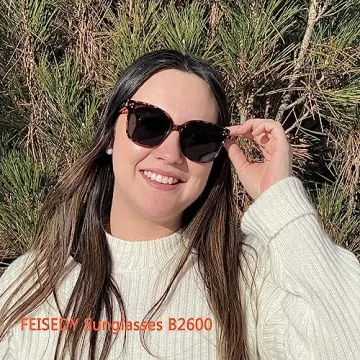 FEISEDY Retro Square Polarized Sunglasses Women Men Oversized Vintage Shades B2600