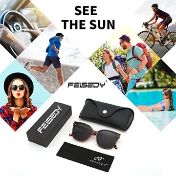 FEISEDY Retro Square Polarized Sunglasses Women Men Oversized Vintage Shades B2600
