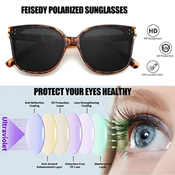 FEISEDY Retro Square Polarized Sunglasses Women Men Oversized Vintage Shades B2600