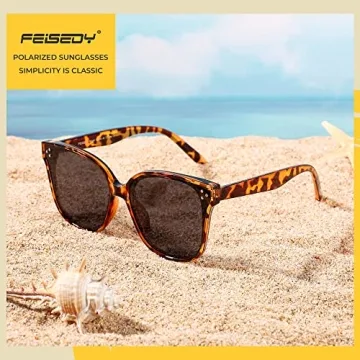 FEISEDY Retro Square Polarized Sunglasses Women Men Oversized Vintage Shades B2600