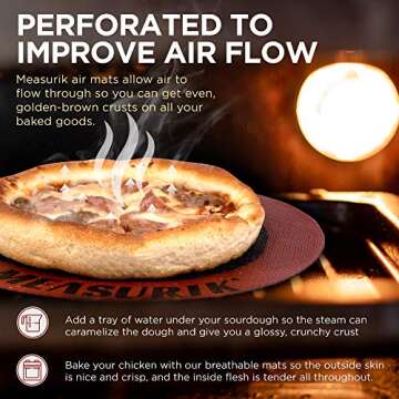 Measurik Silicone Baking Mats Set of 5 - Baking Sheets for Oven Nonstick (2 Half Sheets + 1 Quarter Sheet + 1 Square + 1 Round) - Food Grade Reusable Oven Liner - Cookie Sheets