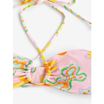 ZAFUL Women's Bandeau Bikini O Ring Strapless Tie Back High Cut Two Piece Swimsuit Bathing Suits (Z-Light Pink, M)