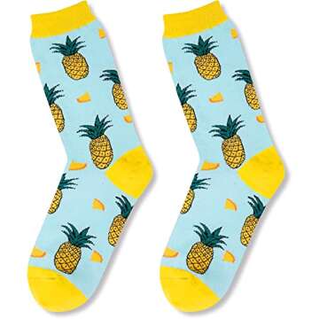 sockfun Funny Pineapple Gifts Hawaiian Gifts, IVF Fertility Gifts for Women, Novelty Pineapple Socks Fruit Socks Blue