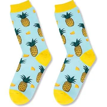 sockfun Funny Pineapple Gifts Hawaiian Gifts, IVF Fertility Gifts for Women, Novelty Pineapple Socks Fruit Socks Blue