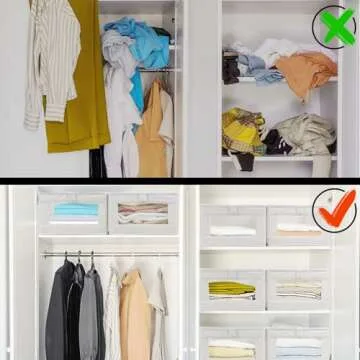 Fordonral 4 Pack Linen Storage Bins, Storage Containers for Organizing Clothing, Jeans, Toys, Books, Shelves, Closet, Wardrobe - Closet Organizers and Storage, Large Storage Boxes Baskets with Window