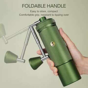 Timemore S3 Manual Coffee Grinder - External Adjustment with Stainless Steel Patented Burr | Hand Coffee Grinder Hign Presicion | Premium Timemore Grinder Chestnut S3, Green