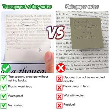 AIERSA Transparent Sticky Notes, 3x3 Clear Sticky Notes Tabs Set for Annotation Books,Page Markers,Index,Bible Study Accessories,Journaling,Aesthetic Office School Supplies,11 Pads