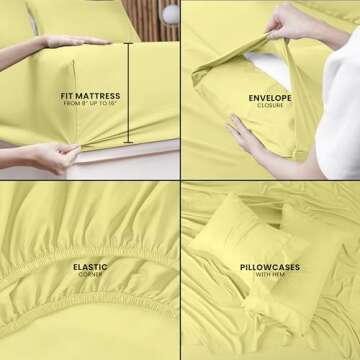 Utopia Bedding Queen Bed Sheets Set - 4 Piece Bedding - Brushed Microfiber - Shrinkage and Fade Resistant - Easy Care (Queen, Yellow)