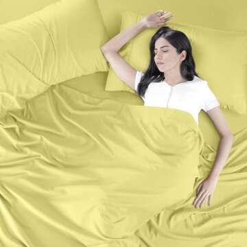 Utopia Bedding Queen Bed Sheets Set - 4 Piece Bedding - Brushed Microfiber - Shrinkage and Fade Resistant - Easy Care (Queen, Yellow)