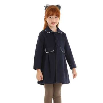 Mud Kingdom Girls Faux Wool Dress Coats Lapel Outerwear Navy Blue Size 10 Casual