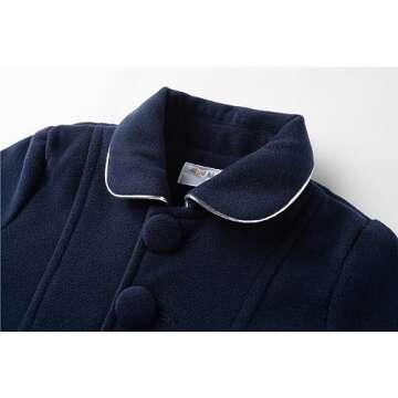 Mud Kingdom Girls Faux Wool Dress Coats Lapel Outerwear Navy Blue Size 10 Casual