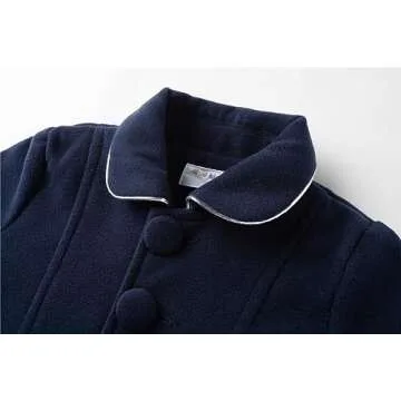 Mud Kingdom Girls Faux Wool Dress Coats Lapel Outerwear Navy Blue Size 10 Casual