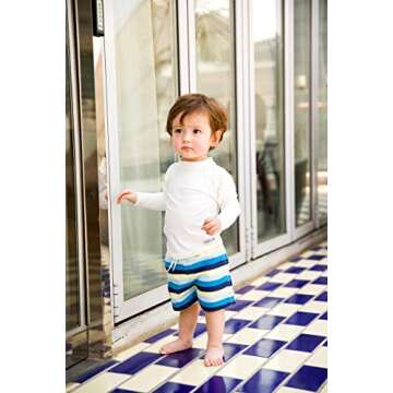 VAENAIT BABY Infant Kids Sun Protection Rashguard Long Sleeve Swim Shirt L.Oasis White L
